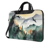 BYPPJGH Mountain Birds Watercolor Laptop Shoulder Bag For Men Women Briefcase Messenger Bag W/Strap Handle Waterproof Laptop Sleeve Bag 14 Inch