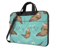 BYPPJGH Otters In Love Laptop Shoulder Bag For Men Women Briefcase Messenger Bag W/Strap Handle Waterproof Laptop Sleeve Bag 14 Inch