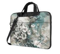 BYPPJGH Painted Flower Pattern Laptop Shoulder Bag For Men Women Briefcase Messenger Bag W/Strap Handle Waterproof Laptop Sleeve Bag 13 Inch