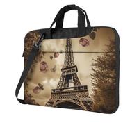 BYPPJGH Paris Eiffel Tower Laptop Shoulder Bag For Men Women Briefcase Messenger Bag W/Strap Handle Waterproof Laptop Sleeve Bag 15.6 Inch