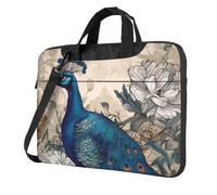 BYPPJGH Peacock Floral Laptop Shoulder Bag For Men Women Briefcase Messenger Bag W/Strap Handle Waterproof Laptop Sleeve Bag 15.6 Inch