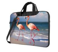 BYPPJGH Pink Flamingo Walking On The Beach Laptop Shoulder Bag For Men Women Briefcase Messenger Bag W/Strap Handle Waterproof Laptop Sleeve Bag 15.6 Inch