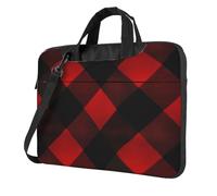 BYPPJGH Plaid Red And Black Laptop Shoulder Bag For Men Women Briefcase Messenger Bag W/Strap Handle Waterproof Laptop Sleeve Bag 13 Inch