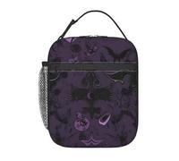 BYPPJGH Purple Black Goth Spooky Lunch Bag Insulated Reusable Lunch Box Large Capacity Leakproof Lunch Cooler Totes Meal Bags for Women Men Work Office Picnic Travel