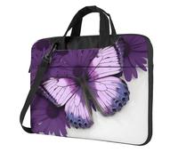 BYPPJGH Purple Butterfly Laptop Shoulder Bag For Men Women Briefcase Messenger Bag W/Strap Handle Waterproof Laptop Sleeve Bag 13 Inch