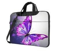 BYPPJGH Purple Butterfly Laptop Shoulder Bag For Men Women Briefcase Messenger Bag W/Strap Handle Waterproof Laptop Sleeve Bag 14 Inch