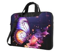 BYPPJGH Purple Butterfly Laptop Shoulder Bag For Men Women Briefcase Messenger Bag W/Strap Handle Waterproof Laptop Sleeve Bag 13 Inch
