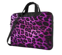 BYPPJGH Purple Leopard Laptop Shoulder Bag For Men Women Briefcase Messenger Bag W/Strap Handle Waterproof Laptop Sleeve Bag 15.6 Inch