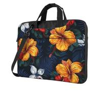 BYPPJGH Realistic Hawaiian Flowers Laptop Shoulder Bag For Men Women Briefcase Messenger Bag W/Strap Handle Waterproof Laptop Sleeve Bag 15.6 Inch