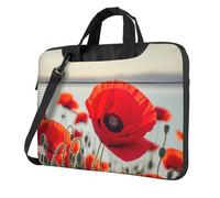 BYPPJGH Red Poppy Flower Laptop Shoulder Bag For Men Women Briefcase Messenger Bag W/Strap Handle Waterproof Laptop Sleeve Bag 13 Inch