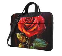 BYPPJGH Red Rose Art Laptop Shoulder Bag For Men Women Briefcase Messenger Bag W/Strap Handle Waterproof Laptop Sleeve Bag 15.6 Inch