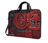 BYPPJGH Red Tribal Pattern Laptop Shoulder Bag For Men Women Briefcase Messenger Bag W/Strap Handle Waterproof Laptop Sleeve Bag 15.6 Inch