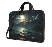BYPPJGH Sea Moon Laptop Shoulder Bag For Men Women Briefcase Messenger Bag W/Strap Handle Waterproof Laptop Sleeve Bag 13 Inch