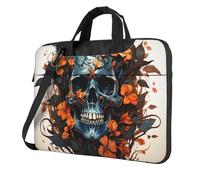 BYPPJGH Skull And Leaves Laptop Shoulder Bag For Men Women Briefcase Messenger Bag W/Strap Handle Waterproof Laptop Sleeve Bag 15.6 Inch
