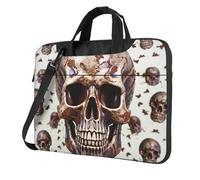 BYPPJGH Skull On White Background Laptop Shoulder Bag For Men Women Briefcase Messenger Bag W/Strap Handle Waterproof Laptop Sleeve Bag 14 Inch