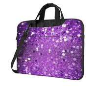 BYPPJGH Sparkling Purple Glitter Laptop Shoulder Bag For Men Women Briefcase Messenger Bag W/Strap Handle Waterproof Laptop Sleeve Bag 13 Inch