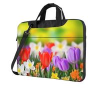 BYPPJGH Spring Flowers Laptop Shoulder Bag For Men Women Briefcase Messenger Bag W/Strap Handle Waterproof Laptop Sleeve Bag 13 Inch