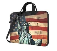 BYPPJGH Statue Liberty American Flag Laptop Shoulder Bag For Men Women Briefcase Messenger Bag W/Strap Handle Waterproof Laptop Sleeve Bag 15.6 Inch