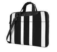 BYPPJGH Stripes Black White Laptop Shoulder Bag For Men Women Briefcase Messenger Bag W/Strap Handle Waterproof Laptop Sleeve Bag 13 Inch