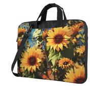 BYPPJGH Sunflowers And Butterflies Laptop Shoulder Bag For Men Women Briefcase Messenger Bag W/Strap Handle Waterproof Laptop Sleeve Bag 14 Inch