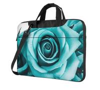 BYPPJGH Turquoise Rose Laptop Shoulder Bag For Men Women Briefcase Messenger Bag W/Strap Handle Waterproof Laptop Sleeve Bag 14 Inch