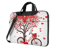 BYPPJGH Valentine'S Day Bike Tree Red Heart Cycle Laptop Shoulder Bag For Men Women Briefcase Messenger Bag W/Strap Handle Waterproof Laptop Sleeve Bag 15.6 Inch