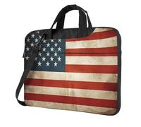 BYPPJGH Vintage American Usa Flag Laptop Shoulder Bag For Men Women Briefcase Messenger Bag W/Strap Handle Waterproof Laptop Sleeve Bag 15.6 Inch