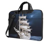 BYPPJGH Vintage Nautical White Ship Laptop Shoulder Bag For Men Women Briefcase Messenger Bag W/Strap Handle Waterproof Laptop Sleeve Bag 13 Inch