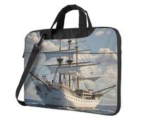 BYPPJGH Vintage Nautical White Ship Laptop Shoulder Bag For Men Women Briefcase Messenger Bag W/Strap Handle Waterproof Laptop Sleeve Bag 15.6 Inch