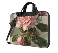 BYPPJGH Vintage Pink Rose Laptop Shoulder Bag For Men Women Briefcase Messenger Bag W/Strap Handle Waterproof Laptop Sleeve Bag 14 Inch