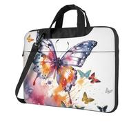 BYPPJGH Watercolor Butterfly Laptop Shoulder Bag For Men Women Briefcase Messenger Bag W/Strap Handle Waterproof Laptop Sleeve Bag 13 Inch