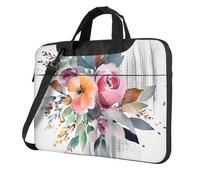 BYPPJGH Watercolor Floral Corner Bouquet Laptop Shoulder Bag For Men Women Briefcase Messenger Bag W/Strap Handle Waterproof Laptop Sleeve Bag 15.6 Inch