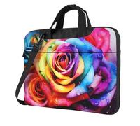 BYPPJGH Watercolor Rainbow Rose Laptop Shoulder Bag For Men Women Briefcase Messenger Bag W/Strap Handle Waterproof Laptop Sleeve Bag 15.6 Inch