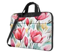 BYPPJGH Watercolor Tulip Laptop Shoulder Bag For Men Women Briefcase Messenger Bag W/Strap Handle Waterproof Laptop Sleeve Bag 15.6 Inch