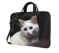 BYPPJGH White Cat Laptop Shoulder Bag For Men Women Briefcase Messenger Bag W/Strap Handle Waterproof Laptop Sleeve Bag 13 Inch