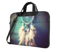 BYPPJGH White Dream Catcher Feather Laptop Shoulder Bag For Men Women Briefcase Messenger Bag W/Strap Handle Waterproof Laptop Sleeve Bag 14 Inch