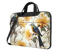 BYPPJGH Yellow Flowers And Birds Laptop Shoulder Bag For Men Women Briefcase Messenger Bag W/Strap Handle Waterproof Laptop Sleeve Bag 14 Inch