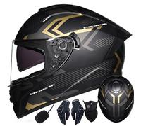 Byroads ECE & DOT Approved Motorbike Helmets, Matte Black/Gloss White, Men's Women's Full Face Flip Up, Anti-Fog Dual Visors, Bluetooth Compatible, S-XXL