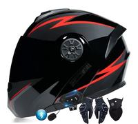 Byroads Motorcycle Helmet Flip-Up Modular Helmets with Bluetooth,DOT/ECE Approved Helmet Full Face Helmet Scooter Helmet Crash Helmet Double Anti-Fog Visors Ideal for Men Women
