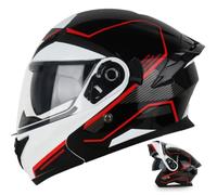 Byroads Motorcycle Modular Helmets ECE Approved Flip-up Full Face Motorbike Helmet with an Extra Lens Offroad Jet Motocross Helmets Double Anti-fog Visor For Women Men Matt Black 57~66CM