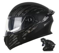 Byroads Motorcycle Modular Helmets ECE Approved Flip-up Full Face Motorbike Helmet with an Extra Lens Offroad Jet Motocross Helmets Double Anti-fog Visor For Women Men Matt Black 57~66CM