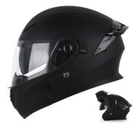 Byroads Motorcycle Modular Helmets ECE Approved Flip-up Full Face Motorbike Helmet with an Extra Lens Offroad Jet Motocross Helmets Double Anti-fog Visor For Women Men Matt Black 57~66CM