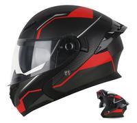 Byroads Motorcycle Modular Helmets ECE Approved Flip-up Full Face Motorbike Helmet with an Extra Lens Offroad Jet Motocross Helmets Double Anti-fog Visor For Women Men Matt Black 57~66CM