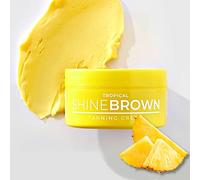 BYROKKO Original Shine Brown Tropical Tanning Cream 150 ml | Moisturizing and Non-Sticky Instant Tanning Jam with Carrot Oil, Cacao & Shea Butter and Vitamin E & B, Yellow