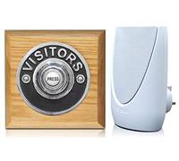 Byron 100m Wireless Period Plug-in Doorbell kit Push on Plinth (Honey Visitors Chrome)