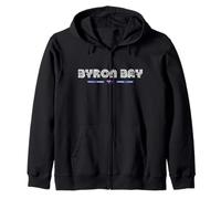 Byron Bay Australia 70s 80s Retro Type Flag Graphic Zip Hoodie