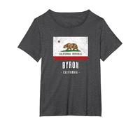 Byron - California | Cali City Souvenir - CA Flag - T-Shirt, Women's Plus, Dark Heather Grey, 6X