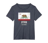 Byron - California | Cali City Souvenir - CA Flag - T-Shirt, Women's Plus, Heather Blue, 3X