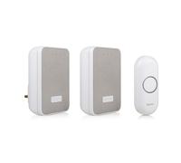 Byron DBY-22324UK Wireless Doorbell Set, Twin Pack, 150 m Range, 16 Melodies, Visual Alert System in White Byron White