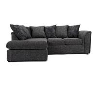 Byron Dundee Chenille Fabric 3 to 4 Seater L Shaped Corner Sofa Grey or light Grey Left Hand Facing Furnishings For Less UK Grey One Size